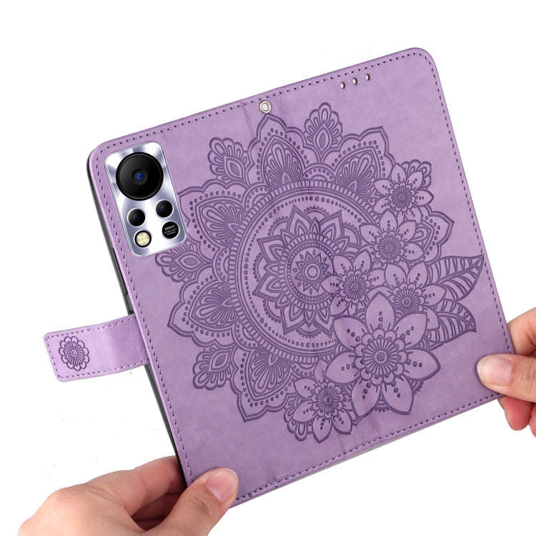 For Infinix Hot 11S NFC 7-petal Flowers Embossed Flip Leather Phone Case(Light Purple)