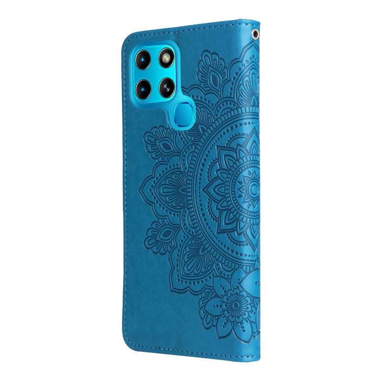 For Infinix Smart 6 7-petal Flowers Embossed Flip Leather Phone Case(Blue)