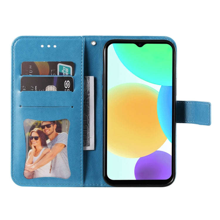 For Infinix Smart 6 7-petal Flowers Embossed Flip Leather Phone Case(Blue)
