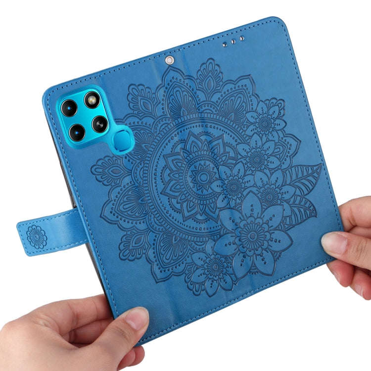 For Infinix Smart 6 7-petal Flowers Embossed Flip Leather Phone Case(Blue)