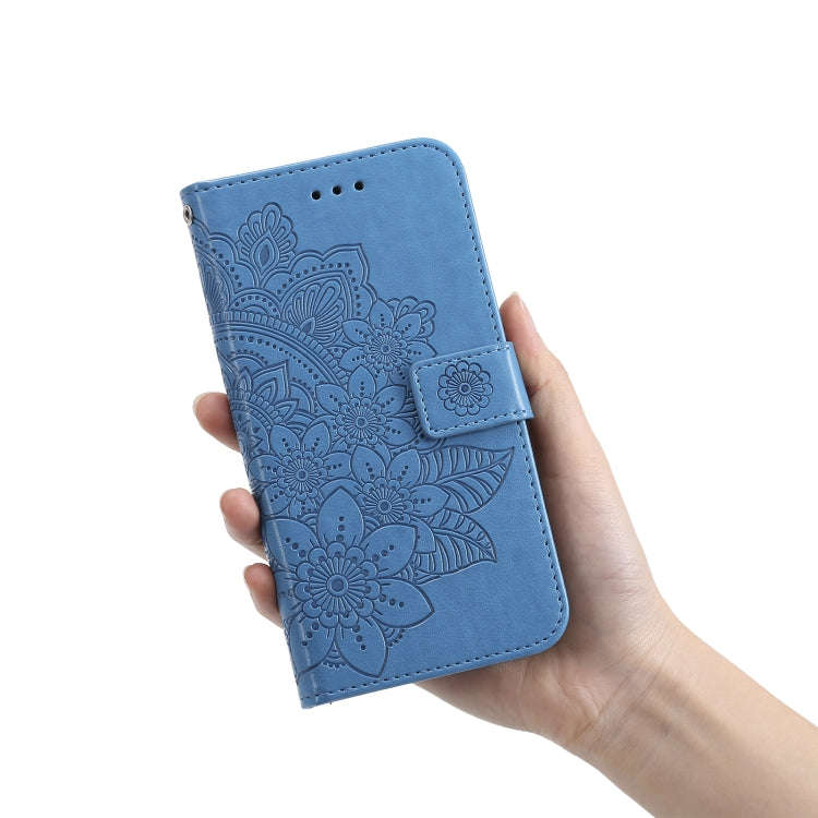 For Infinix Smart 6 7-petal Flowers Embossed Flip Leather Phone Case(Blue)