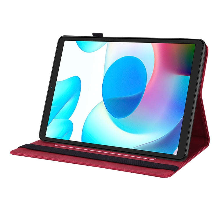 For Realme Pad Mini Butterfly Flower Embossed Leather Tablet Case(Red)