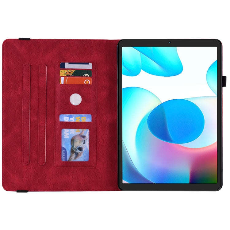 For Realme Pad Mini Butterfly Flower Embossed Leather Tablet Case(Red)