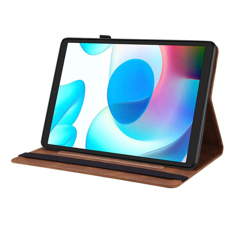 For Realme Pad Mini Butterfly Flower Embossed Leather Tablet Case(Brown)