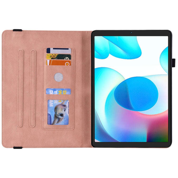 For Realme Pad Mini Butterfly Flower Embossed Leather Tablet Case(Rose Gold)