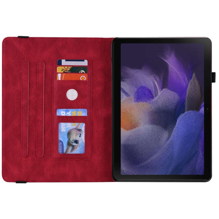 For Realme Pad Butterfly Flower Embossed Leather Tablet Case(Red)