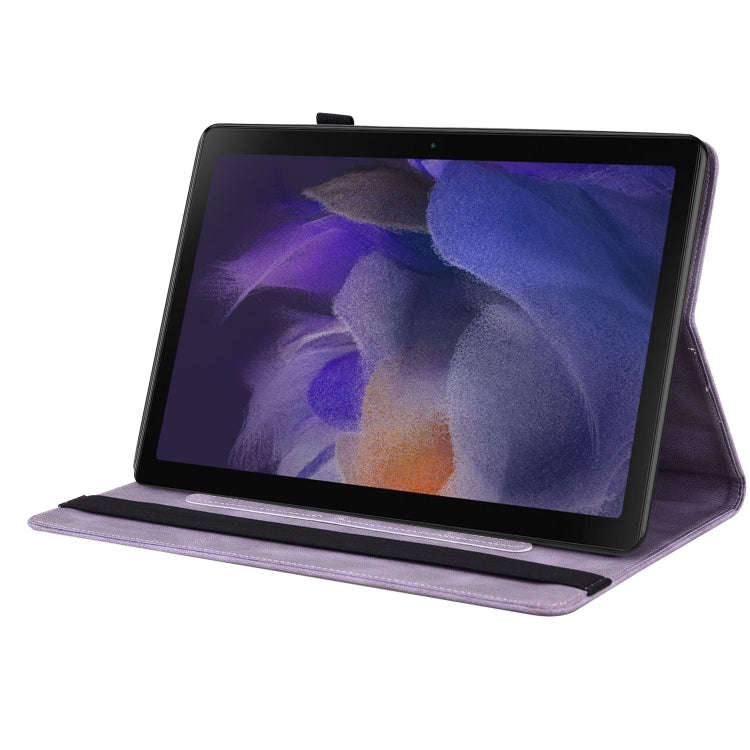 For Realme Pad Butterfly Flower Embossed Leather Tablet Case(Purple)