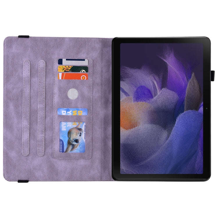 For Realme Pad Butterfly Flower Embossed Leather Tablet Case(Purple)
