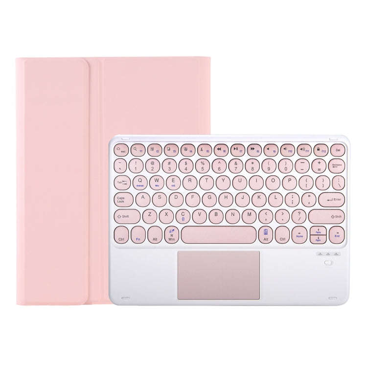 YA610B-A Candy Color Skin Feel Texture Round Keycap Bluetooth Keyboard Leather Case with Touchpad...