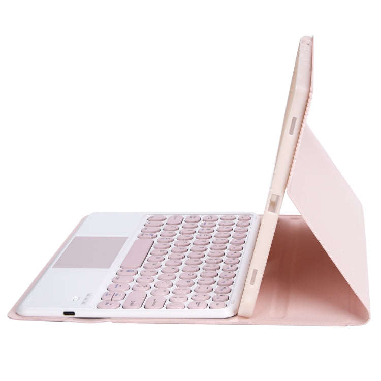 YA610B-A Candy Color Skin Feel Texture Round Keycap Bluetooth Keyboard Leather Case with Touchpad...