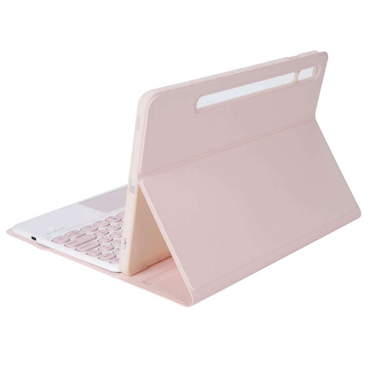 YA610B-A Candy Color Skin Feel Texture Round Keycap Bluetooth Keyboard Leather Case with Touchpad...