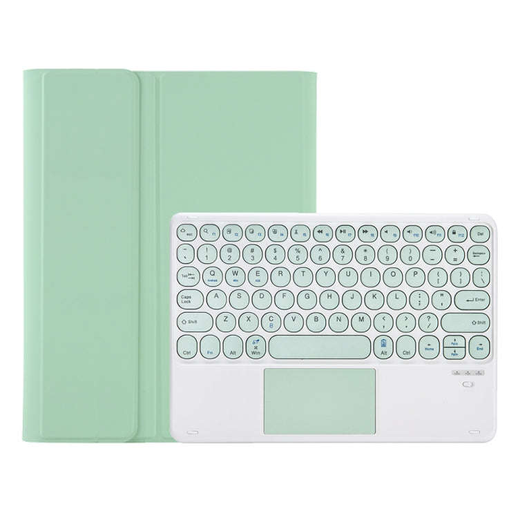 YA08B-A Candy Color Skin Feel Texture Round Keycap Bluetooth Keyboard Leather Case with Touchpad ...