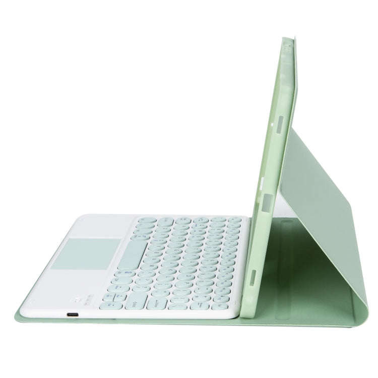 YA08B-A Candy Color Skin Feel Texture Round Keycap Bluetooth Keyboard Leather Case with Touchpad ...