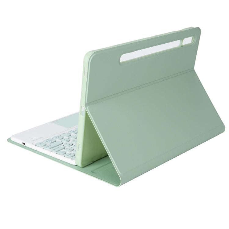 YA08B-A Candy Color Skin Feel Texture Round Keycap Bluetooth Keyboard Leather Case with Touchpad ...