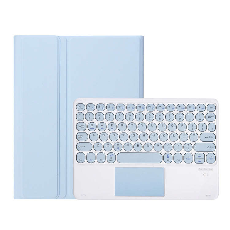 YA08B-A Candy Color Skin Feel Texture Round Keycap Bluetooth Keyboard Leather Case with Touchpad ...
