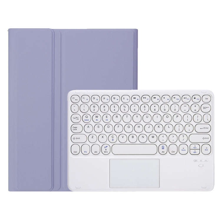 YA08B-A Candy Color Skin Feel Texture Round Keycap Bluetooth Keyboard Leather Case with Touchpad ...