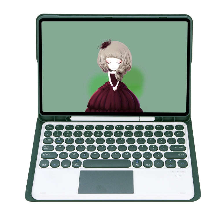 YA700B-A Candy Color Skin Feel Texture Round Keycap Bluetooth Keyboard Leather Case with Touchpad...