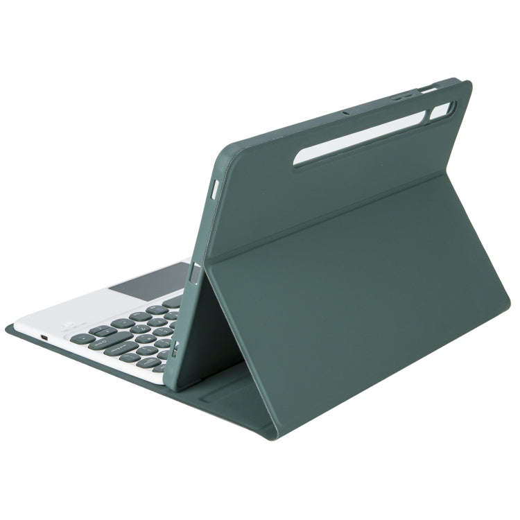 YA700B-A Candy Color Skin Feel Texture Round Keycap Bluetooth Keyboard Leather Case with Touchpad...