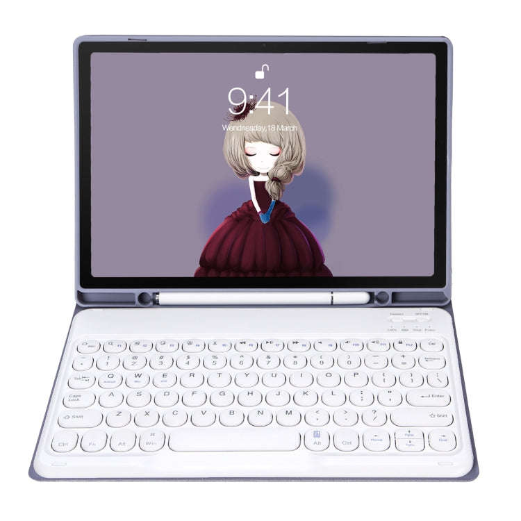 YA610B Candy Color Skin Feel Texture Round Keycap Bluetooth Keyboard Leather Case For Samsung Gal...