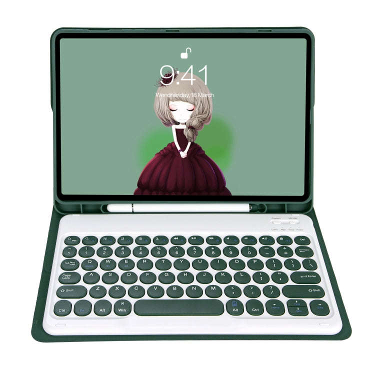 YA08B Candy Color Skin Feel Texture Round Keycap Bluetooth Keyboard Leather Case For Samsung Gala...