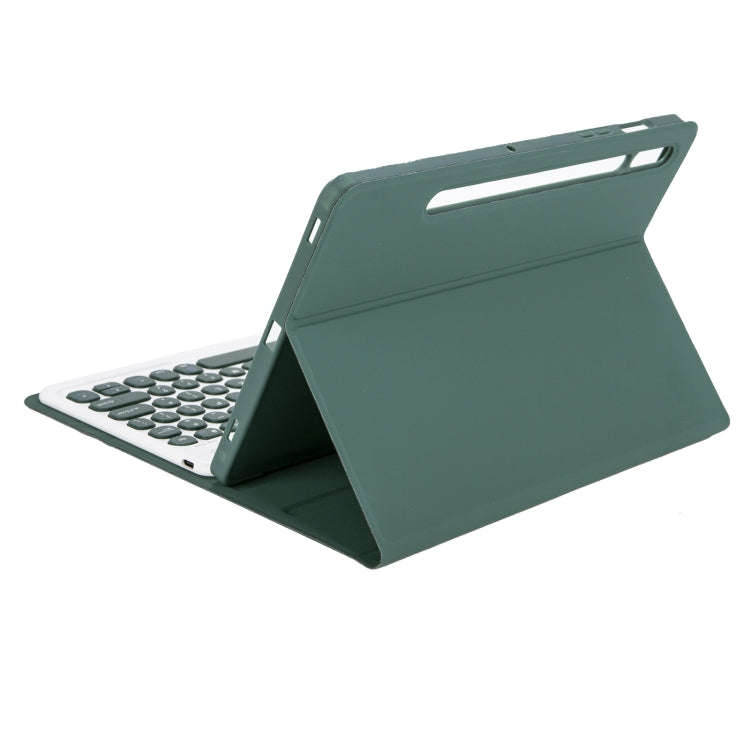 YA08B Candy Color Skin Feel Texture Round Keycap Bluetooth Keyboard Leather Case For Samsung Gala...