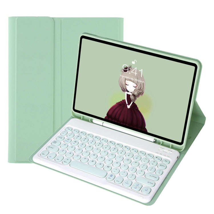 YA08B Candy Color Skin Feel Texture Round Keycap Bluetooth Keyboard Leather Case For Samsung Gala...
