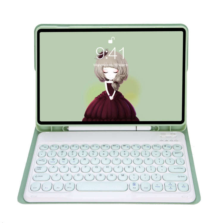 YA08B Candy Color Skin Feel Texture Round Keycap Bluetooth Keyboard Leather Case For Samsung Gala...