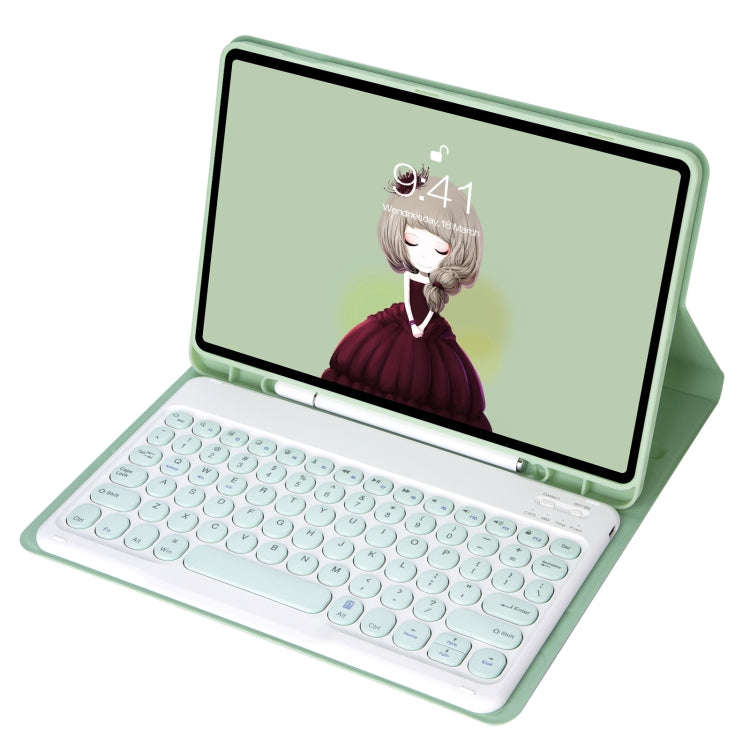YA08B Candy Color Skin Feel Texture Round Keycap Bluetooth Keyboard Leather Case For Samsung Gala...