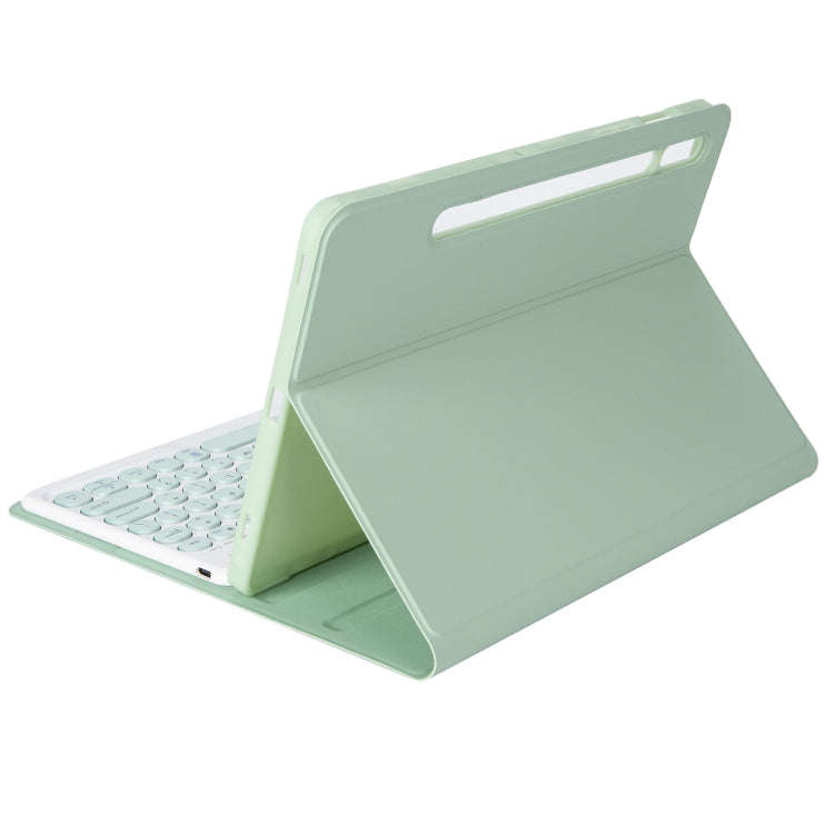 YA08B Candy Color Skin Feel Texture Round Keycap Bluetooth Keyboard Leather Case For Samsung Gala...