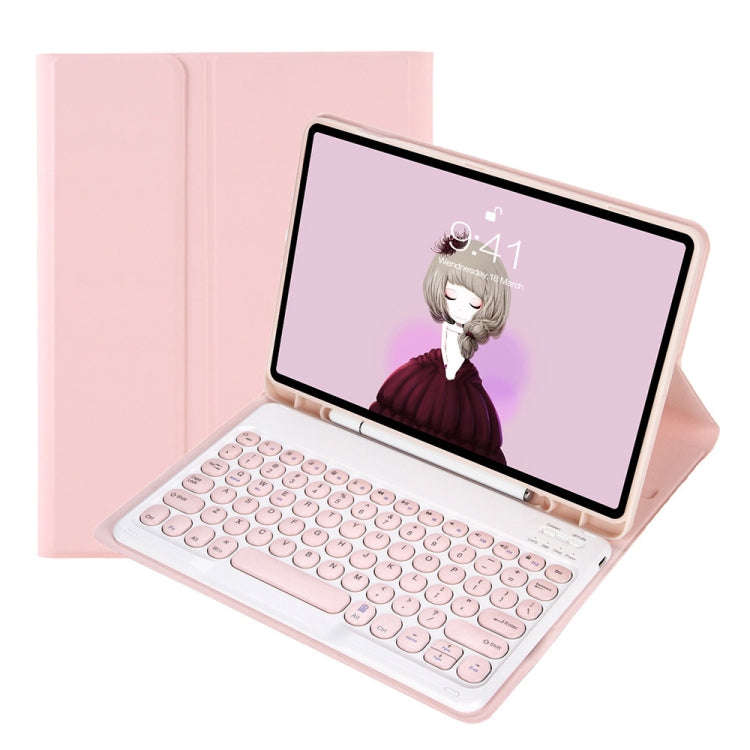 YA700B Candy Color Skin Feel Texture Round Keycap Bluetooth Keyboard Leather Case For Samsung Gal...