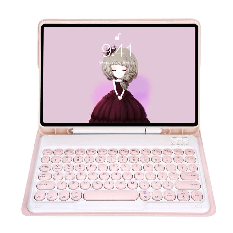 YA700B Candy Color Skin Feel Texture Round Keycap Bluetooth Keyboard Leather Case For Samsung Gal...