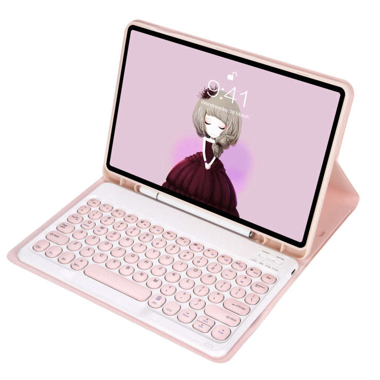 YA700B Candy Color Skin Feel Texture Round Keycap Bluetooth Keyboard Leather Case For Samsung Gal...