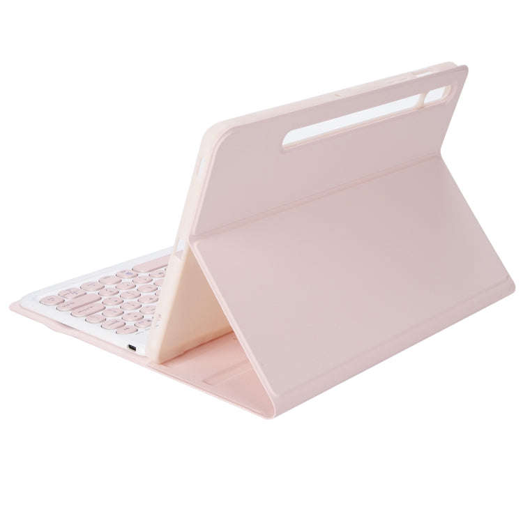 YA700B Candy Color Skin Feel Texture Round Keycap Bluetooth Keyboard Leather Case For Samsung Gal...