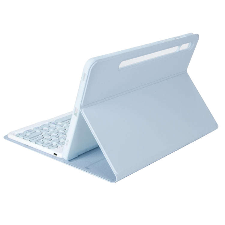 YA700B Candy Color Skin Feel Texture Round Keycap Bluetooth Keyboard Leather Case For Samsung Gal...