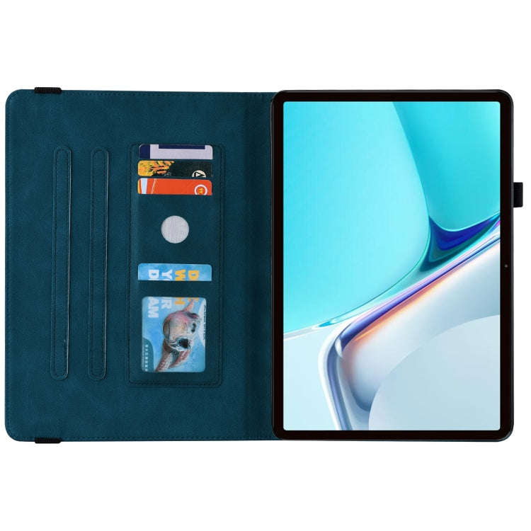 For Huawei MatePad 11 2021 Butterfly Flower Embossed Leather Tablet Case(Blue)