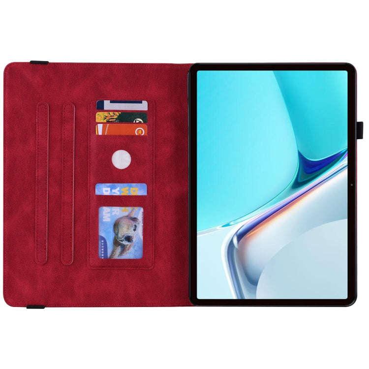 For Huawei MatePad 11 2021 Butterfly Flower Embossed Leather Tablet Case(Red)