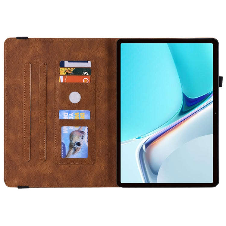 For Huawei MatePad 11 2021 Butterfly Flower Embossed Leather Tablet Case(Brown)