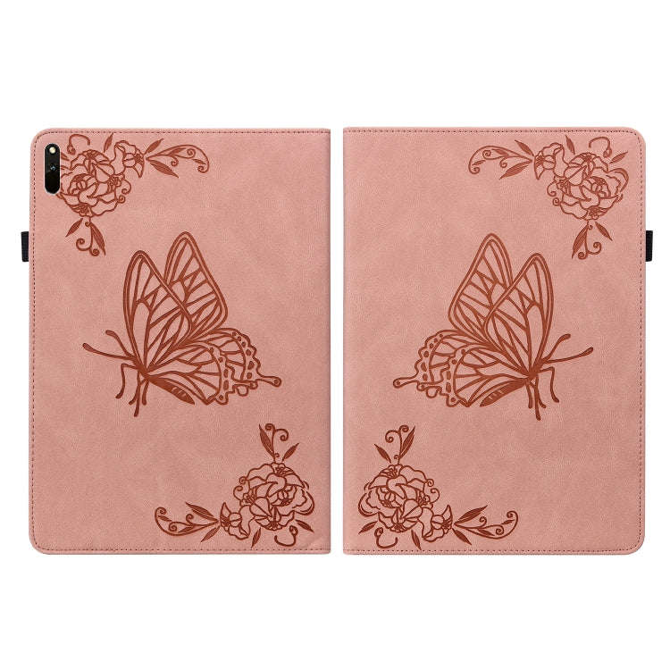For Huawei MatePad 11 2021 Butterfly Flower Embossed Leather Tablet Case(Rose Gold)