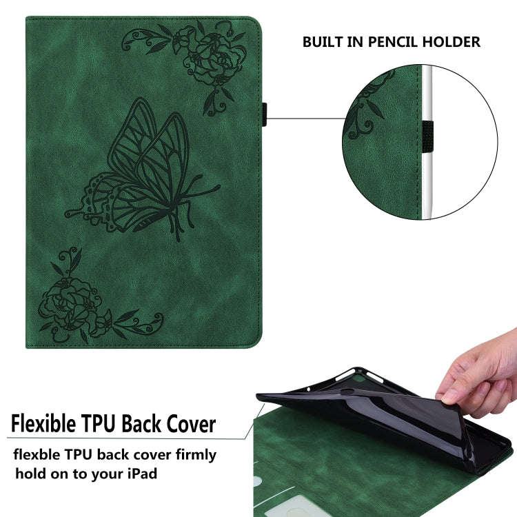 For Huawei MatePad Pro 10.8 2021 Butterfly Flower Embossed Leather Tablet Case(Green)