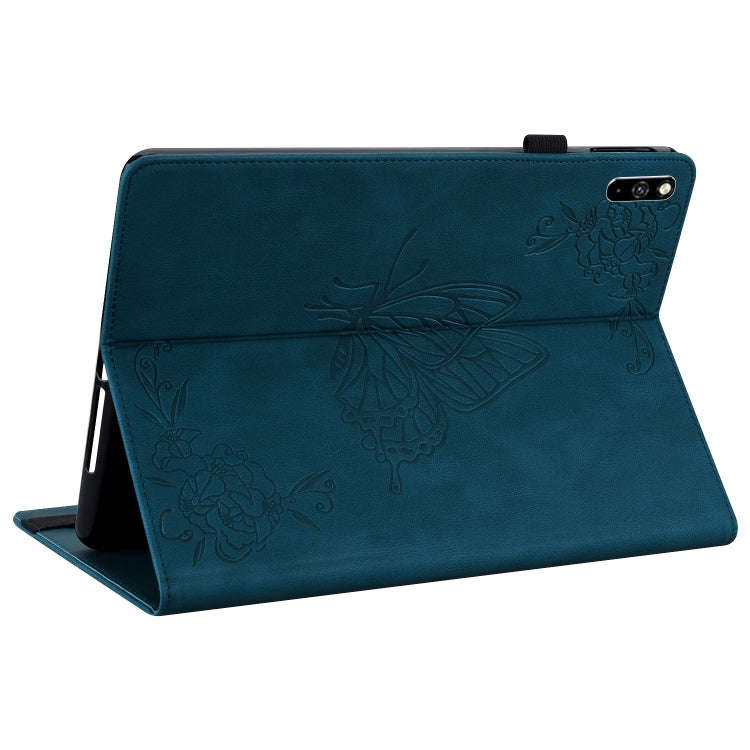 For Huawei MatePad Pro 10.8 2021 Butterfly Flower Embossed Leather Tablet Case(Blue)