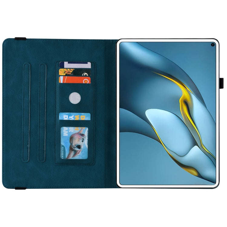 For Huawei MatePad Pro 10.8 2021 Butterfly Flower Embossed Leather Tablet Case(Blue)