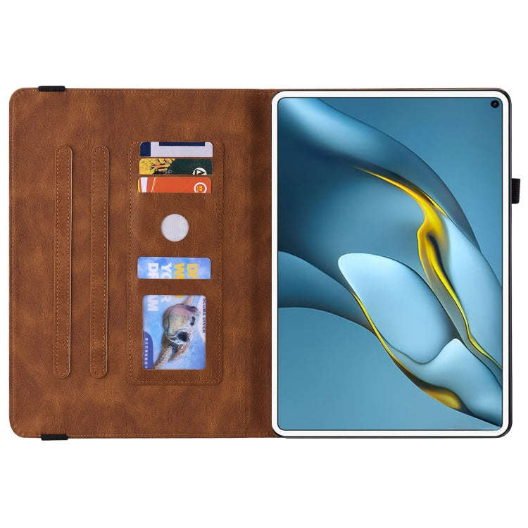For Huawei MatePad Pro 10.8 2021 Butterfly Flower Embossed Leather Tablet Case(Brown)