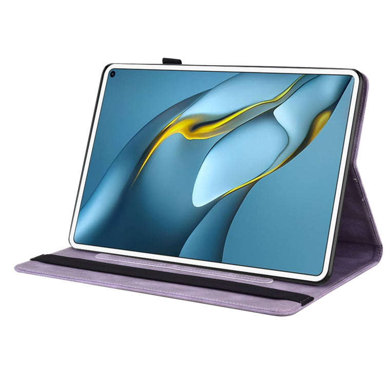 For Huawei MatePad Pro 10.8 2021 Butterfly Flower Embossed Leather Tablet Case(Purple)