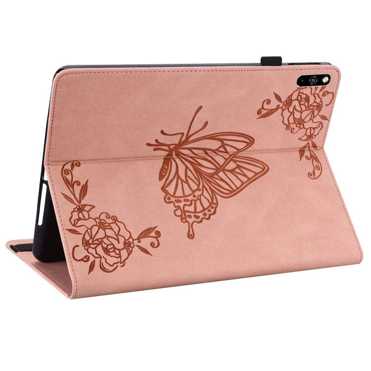 For Huawei MatePad Pro 10.8 2021 Butterfly Flower Embossed Leather Tablet Case(Rose Gold)