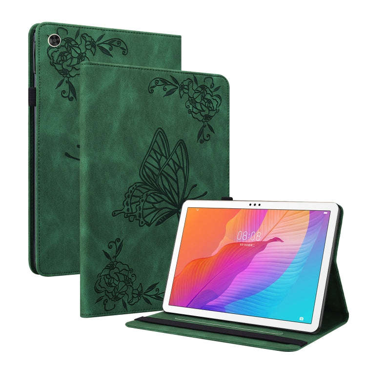 For Huawei MatePad T 10s/Enjoy Tablet 2 Butterfly Flower Embossed Leather Tablet Case(Green)