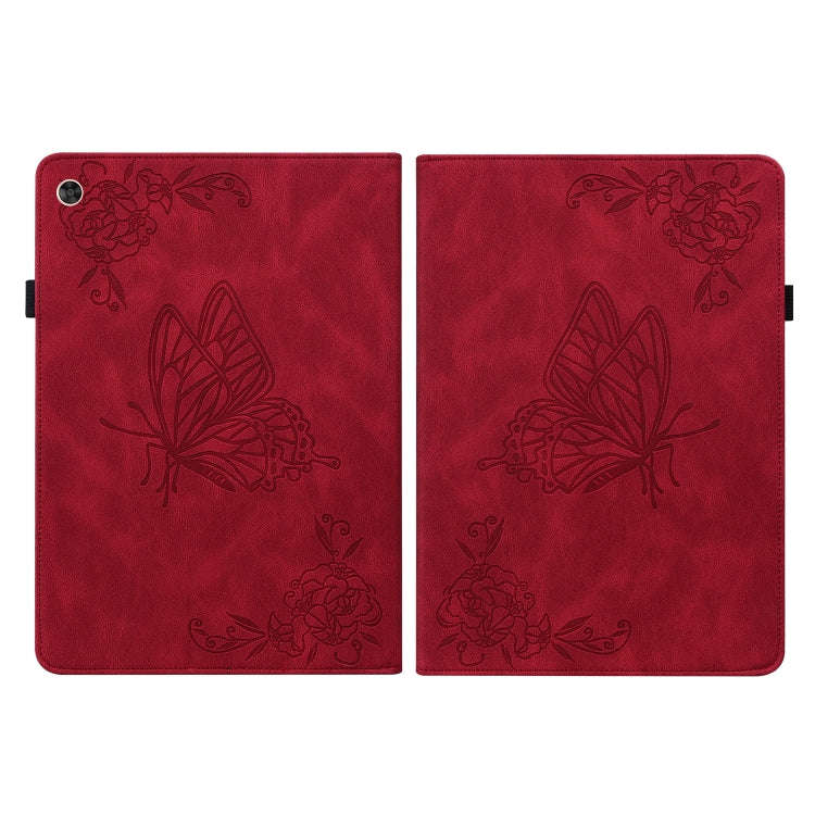 For Huawei MatePad T 10s/Enjoy Tablet 2 Butterfly Flower Embossed Leather Tablet Case(Red)
