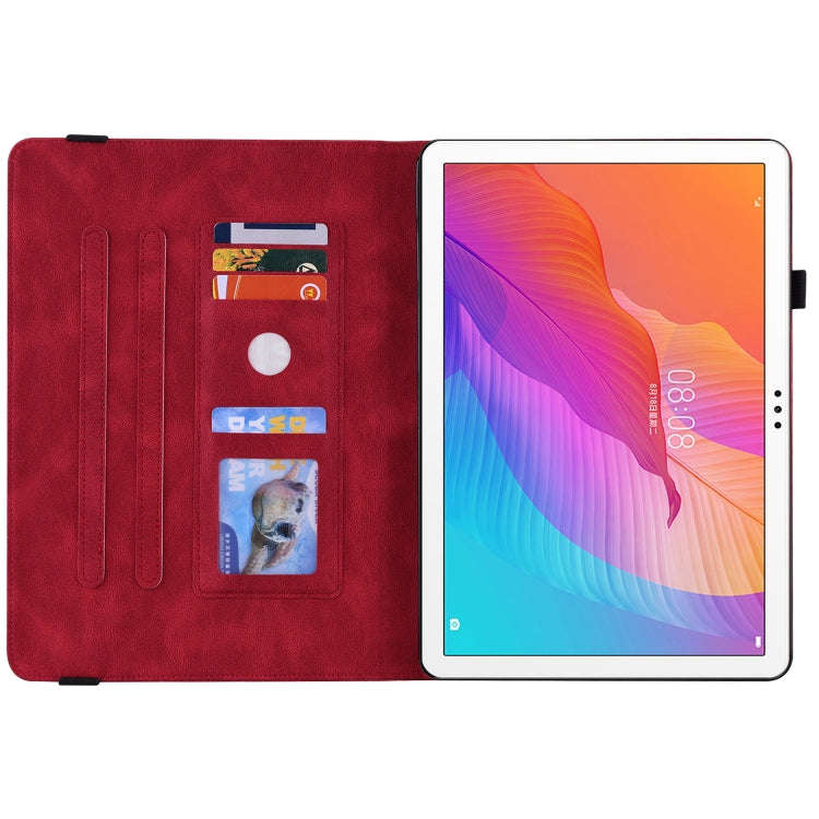 For Huawei MatePad T 10s/Enjoy Tablet 2 Butterfly Flower Embossed Leather Tablet Case(Red)