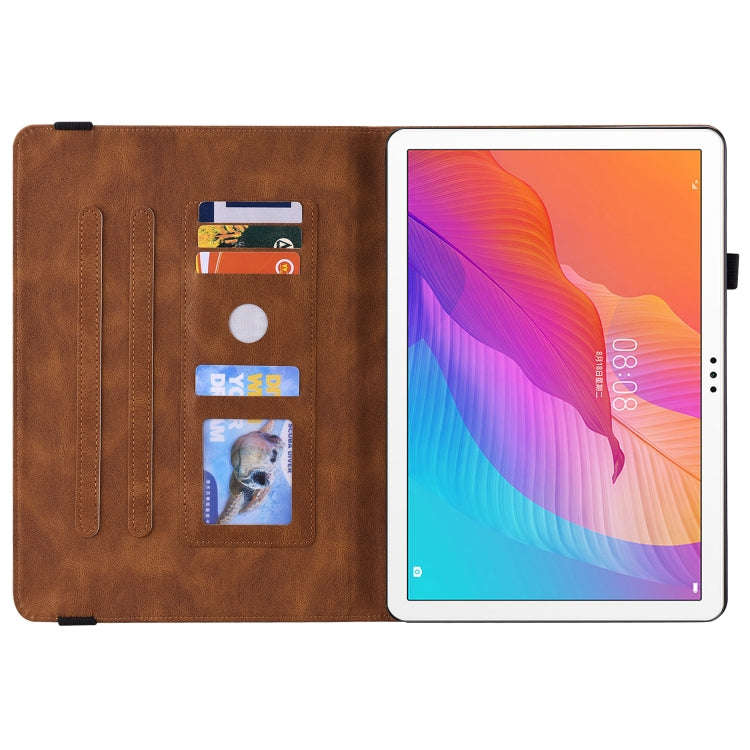 For Huawei MatePad T 10s/Enjoy Tablet 2 Butterfly Flower Embossed Leather Tablet Case(Brown)