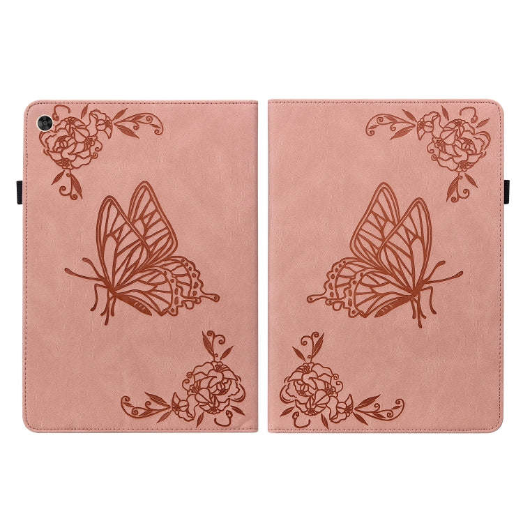 For Huawei MatePad T 10s/Enjoy Tablet 2 Butterfly Flower Embossed Leather Tablet Case(Rose Gold)