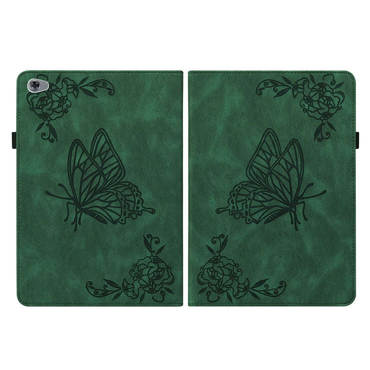 For Huawei MediaPad M5 Lite Butterfly Flower Embossed Leather Tablet Case(Green)
